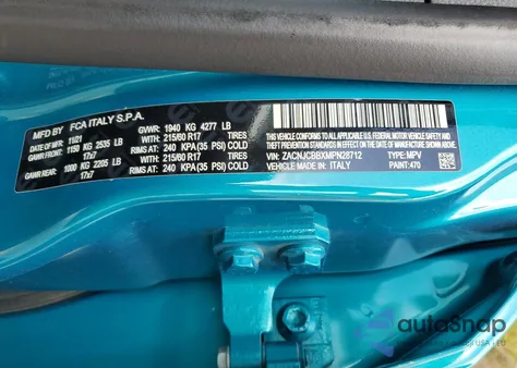 2021 Jeep Renegade Latitude из США, поврежденный, VIN ZACNJCBBXMPN28712